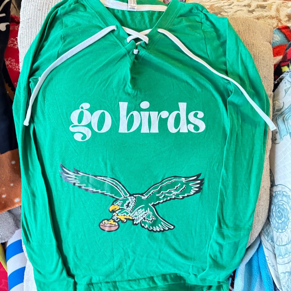 Eagles Lady fit long sleeve t shirt lace up front